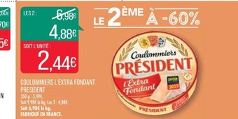 Match COULOMMIERS L'EXTRA FONDANT PRESIDENT offre