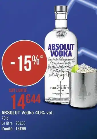 Géant Casino ABSOLUT Vodka 40% vol. offre