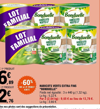 E.Leclerc HARICOTS VERTS EXTRA FINS BONDUELLE offre