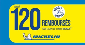Euromaster Michelin jusqu’à 120€ remboursés pour l’achat de 4 pneus michelin offre
