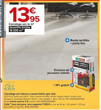 Castorama Parexlanko carrelage sol intérieur larsen béton gris clair offre