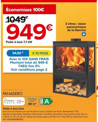 Castorama Panadero poêle à bois onix offre