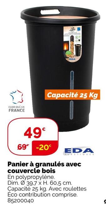 Eda panier à granulés avec couvercle bois