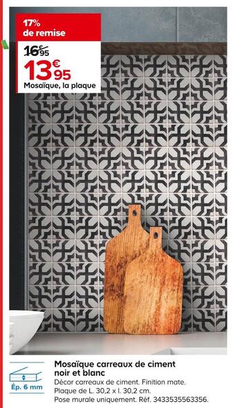 Castorama Mosaïque carreaux de ciment noir et blanc offre