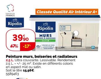 Weldom Ripolin peinture murs, boiseries et radiateurs offre