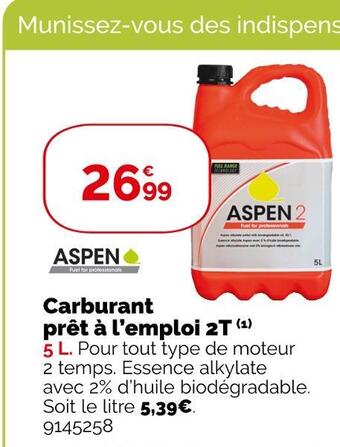 Weldom Aspen carburant prêt à l’emploi 2t offre