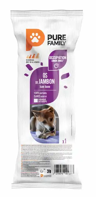 Jardiland Pure family - friandises os de jambon pour chien 35 g offre
