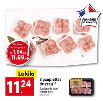 Lidl 8 paupiettes de veau offre