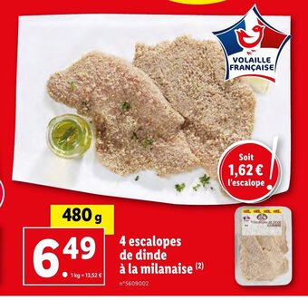 Lidl 4 escalopes de dinde à la milanaise offre