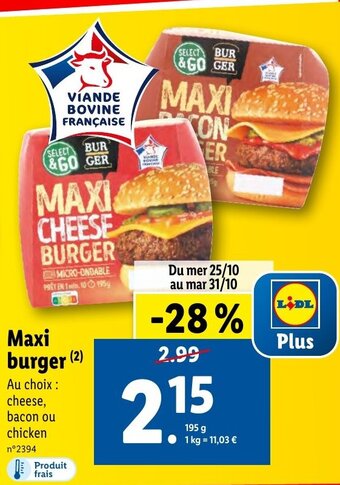 Lidl Maxi burger offre
