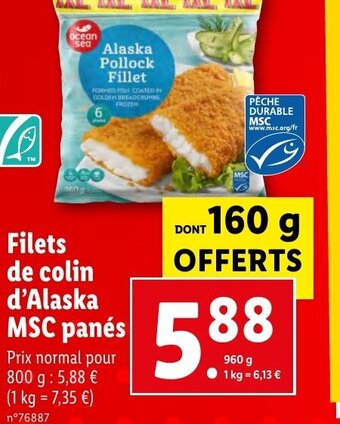 Lidl Filets de colin d'Alaska MSC panés offre