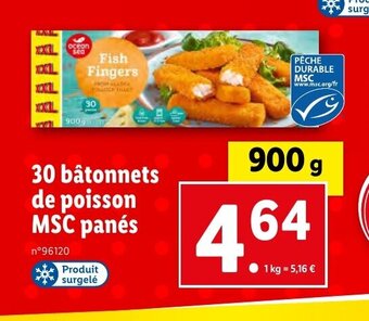 Lidl 30 bâtonnets de poisson MSC panés offre