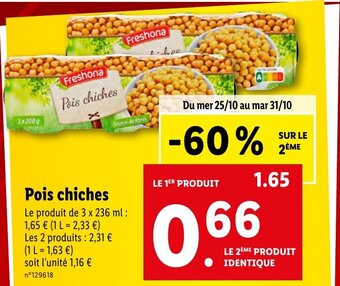 Lidl Pois chiches offre