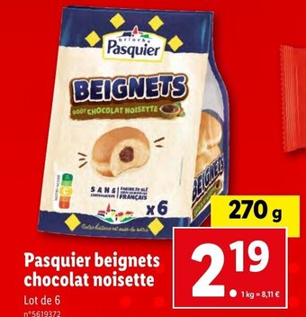 Lidl Pasquier BEIGNETS chocolat noisette offre