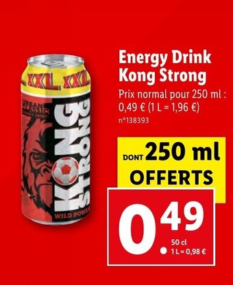 Lidl Energy Drink Kong Strong offre