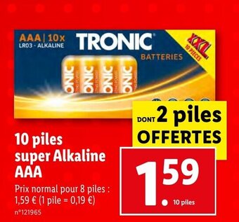 Lidl 10 piles super Alkaline AAA offre