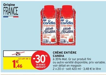 Intermarché Hyper CRÈME ENTIÈRE CANDIA offre