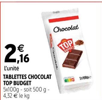 Intermarché Hyper TABLETTES CHOCOLAT TOP BUDGET offre