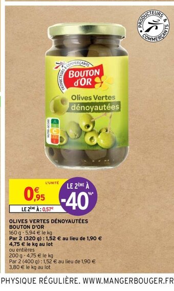 Intermarché Hyper OLIVES VERTES DÉNOYAUTÉES BOUTON D'OR offre