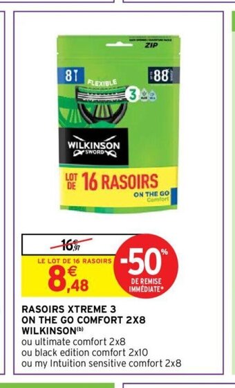 Intermarché Hyper RASOIRS XTREME 3 ON THE GO COMFORT 2X8 WILKINSON (b) offre