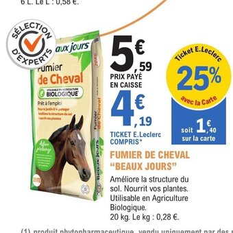 E.Leclerc Jardi FUMIER DE CHEVAL BEAUX JOURS offre