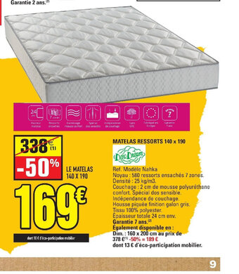 MATELAS RESSORTS 140 x 190