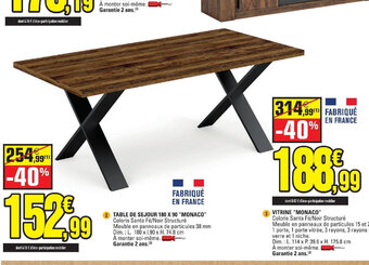 E.Leclerc 2 TABLE DE SEJOUR 180 X 90 MONACO offre