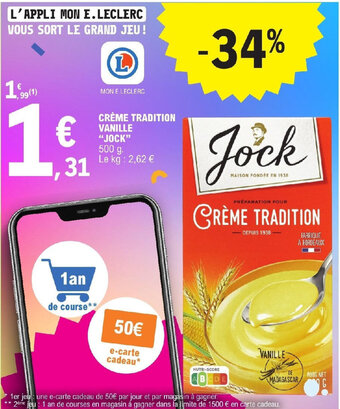 CRÈME TRADITION VANILLE "JOCK" 500 g