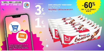 E.Leclerc BARRE CHOCOLATÉE "KINDER BUENO" offre