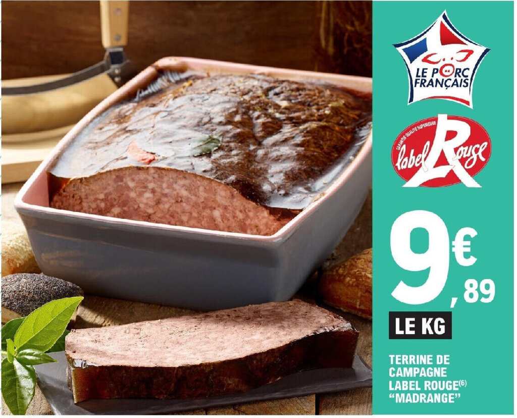 Promo TERRINE DE CAMPAGNE LABEL ROUGE (6) "MADRANGE" chez E.Leclerc