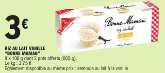 E.Leclerc RIZ AU LAIT VANILLE "BONNE MAMAN" offre