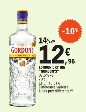 E.Leclerc LONDON DRY GIN "GORDON'S" offre