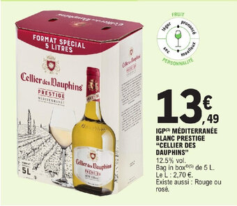 E.Leclerc IGP (3) MÉDITERRANÉE BLANC PRESTIGE "CELLIER DES DAUPHINS" offre