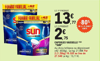 E.Leclerc CAPSULES VAISSELLE (1)(2) "SUN" offre