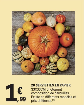 E.Leclerc 20 SERVIETTES EN PAPIER offre