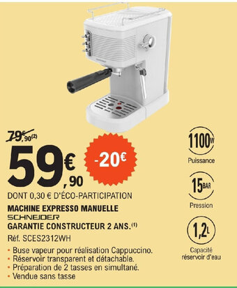 E.Leclerc MACHINE EXPRESSO MANUELLE SCHNEIDER offre