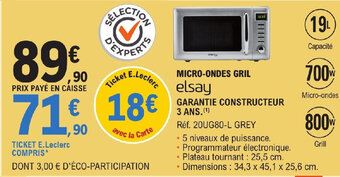 E.Leclerc MICRO-ONDES GRIL offre