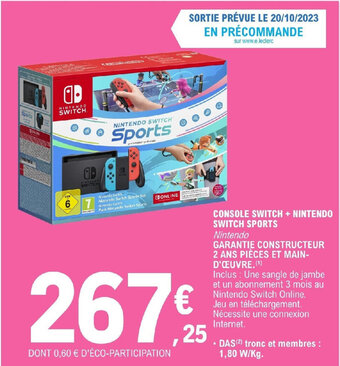 E.Leclerc CONSOLE SWITCH + NINTENDO SWITCH SPORTS offre
