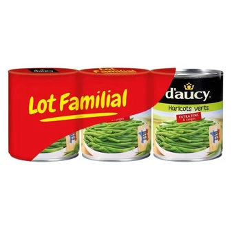 Carrefour D'aucy haricots verts extra-fins & rangés lot familial offre