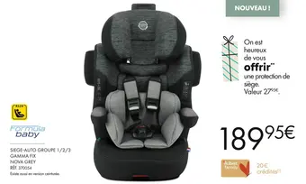 Aubert Nova grey siege-auto groupe 1/2/3 gamma fix offre