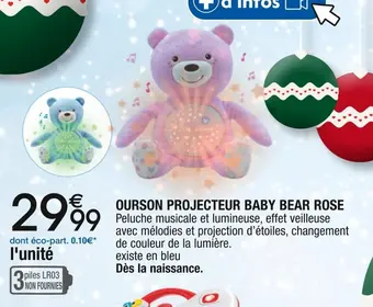 Cora x Carrefour Chicco ourson projecteur baby bear rose offre