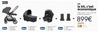 Chicco poussette mysa + nacelle mysa + siège-auto kiros + adaptateurs mysa