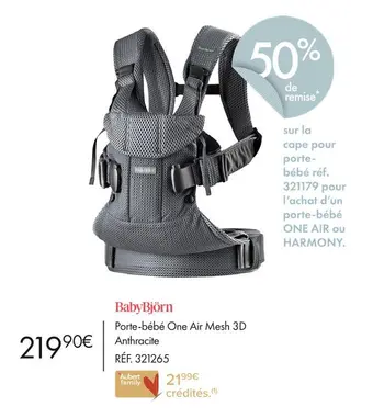 Babybjörn porte-bébé one air mesh 3d