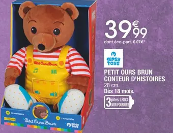 Cora x Carrefour Gipsy toys petit ours brun conteur d'histoires offre