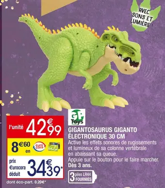Gp toys gigantosaurus giganto électronique 30 cm