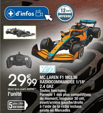 T2m mc laren f1 mcl36 radiocommandée 1/18e 2.4 ghz