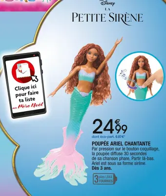 Cora x Carrefour Disney poupée ariel chantante offre