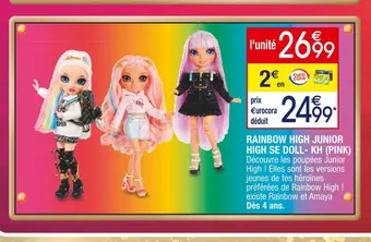 Cora x Carrefour Rainbow high junior high se doll- kh (pink) offre