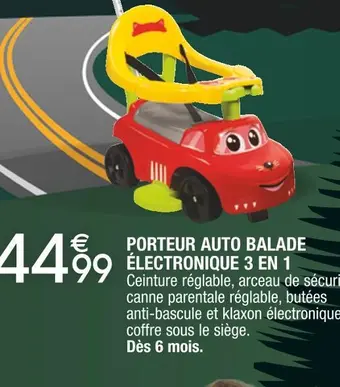 Porteur auto balade électronique 3 en 1