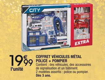 Cora x Carrefour Coffret véhicules métal police + pompier offre